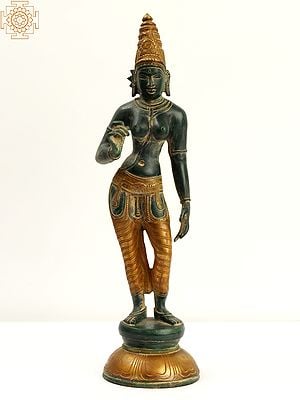17" Goddess Parvati in the Triple Bent Posture In Brass