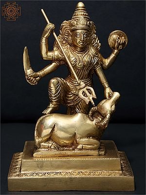 7" Brass Goddess Mahishasuramardini Durga