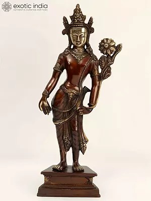 16" Brass Tibetan Buddhist Deity - Padmapani Avalokiteshvara