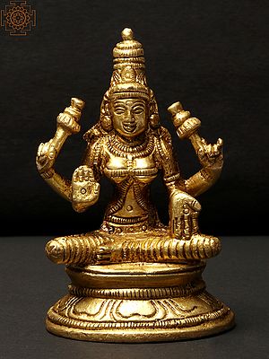 3" Small Sitting Devi Lakshmi Brass Statue