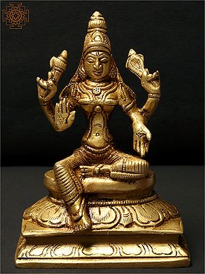 4" Sitting Goddess Parvati Brass Statue