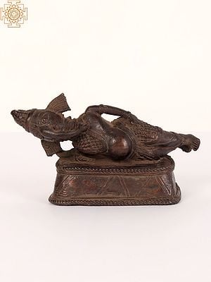 6" Small Tribal Relaxing Ganesha Brass Idol