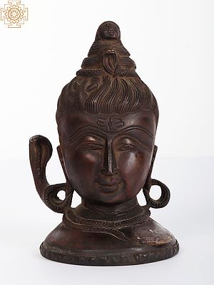 5" Small Vintage Lord Shiva Bust in Bronze