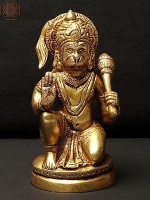 5" Small Blessing Lord Hanuman Idol | Brass Statue