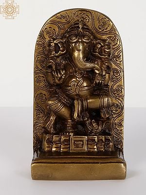 5" Small Dancing Ganesha Tablet | Brass Statue
