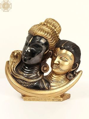 9" Lord Shiva and Goddess Parvati Brass Statue
