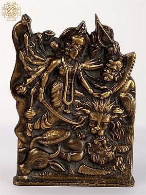 6" Small Bronze Mahishasura Mardini Tablet