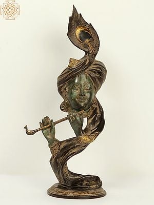 21" Modern Krishna Brass Idol Playing Flute