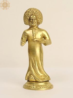 8" Standing Sathya Sai Baba Brass Statue
