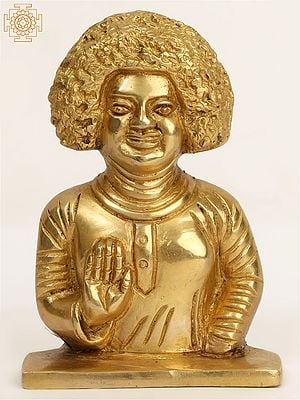 5" Small Sathya Sai Baba Brass Idol Bust | Wall Hanging Statue