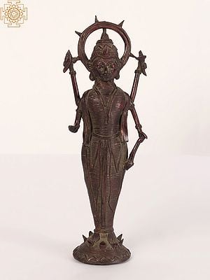 7" Standing Goddess Lakshmi Idol | Tribal Brass Statue