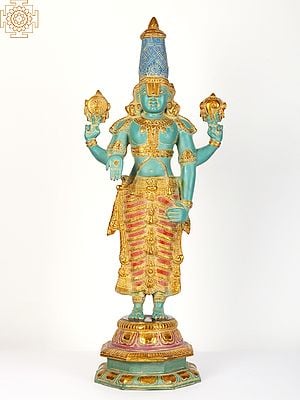 33" Standing Tirupati Balaji (Venkateshvara) Brass Statue