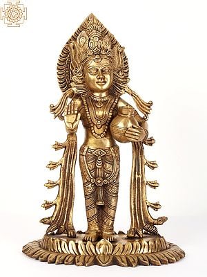 18" Standing Goddess Lakshmi Brass Statue