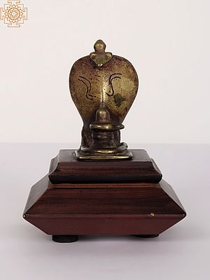 Shivling With Sheshnag | Brass Statue | Wooden Base
