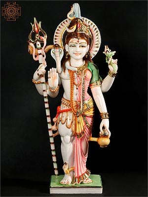 35" Large Ardhanarishvara (Shiva - Shakti) Marble Statue