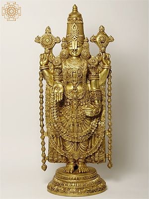 48" Large Standing Tirupati Balaji (Venkateshvara) Brass Statue