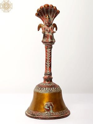 13" Brass Garuda Ritual Bell with Protecting Sheshnag