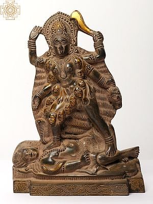 10" Goddess Kali Statue in Brass