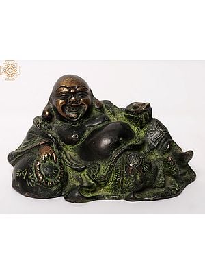 5" Small Laughing Buddha (Budai) Brass Statue