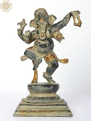 12" Dancing Ganesha Brass Statue