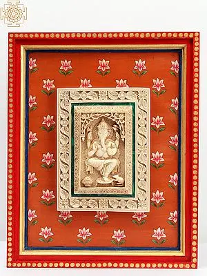 15" Lord Ganapati Wall Hanging Frame | Wood and Resin