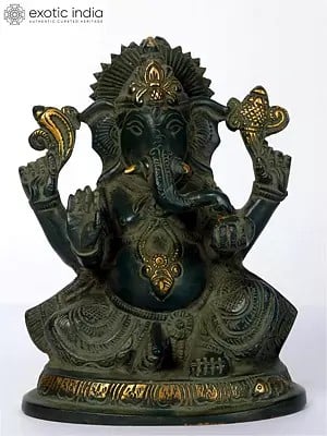 7" Blessing Ganesha Brass Statue