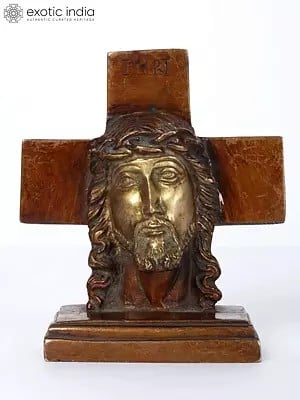 4" Small Brass Jesus Idol on Holy Cross