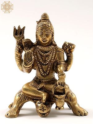 4" Small Blessing Lord Shiva Brass Statue
