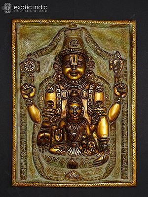 12" Tirupati Balaji (Venkateshvara) with Devi Lakshmi | Wall Hanging Statue