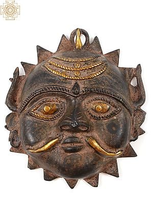7" Brass Tantric Mask Wall Hanging Statue