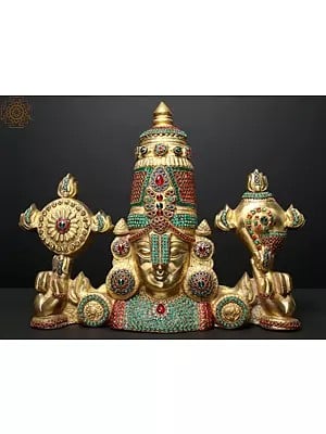 19" Venkateswara as Balaji at Tirupati with Inlay Work | Wall Hanging