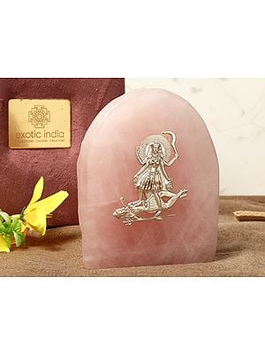 Sterling Silver Goddess Kali on Rose Quartz Gemstone with Gift Box