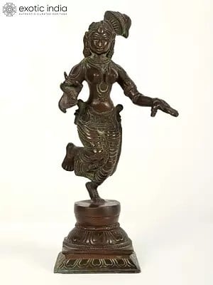 9" Dancing Apsara Brass Statue