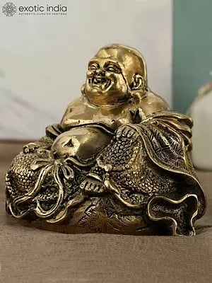 6" Laughing Buddha Idol | Tibetan Buddhist In Brass