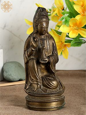 7" Guanyin Brass Statue - Goddess of Compassion