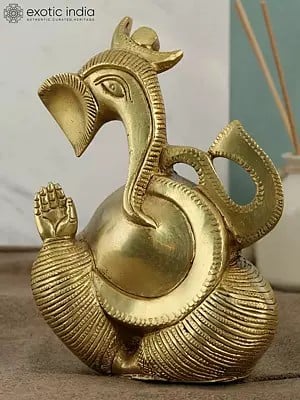 6" Abstract Ganesha Brass Figure | Modern Ganesh Statue