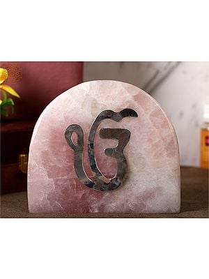 7" Natural Rose Quartz Stone With Sterling Silver Ek Onkar