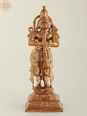 4" Small Standing Lord Hanuman Bronze Statue in Namaskar Mudra