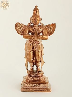 4" Small Standing Garuda Bronze Statue in Namaskar Mudra