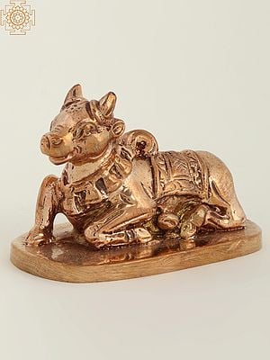 2" Small Nandi Bronze Statue - Vahana of Lord Shiva