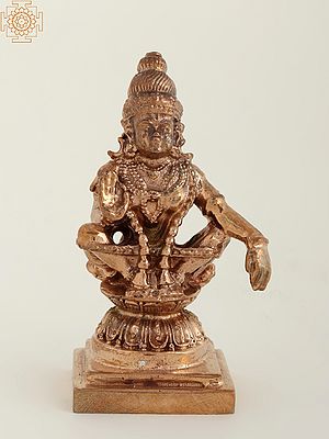 3" Small Hindu God Ayyappan Bronze Statue