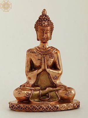 3" Small Sitting Lord Buddha Bronze Statue in Namaskar Gesture