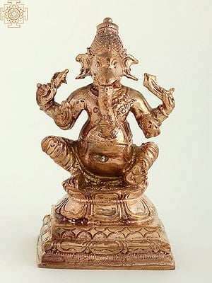 3" Small Sitting Chaturbhuja Ganesha in Bronze