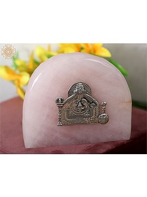 Silver Mehandipur Balaji Bust on Rose Quartz Gemstone with Gift Box