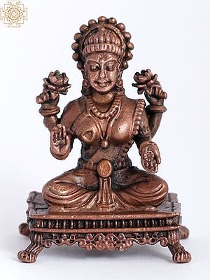 2" Small Blessing Goddess Lakshmi Idol Seated on Pedestal