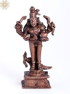 2" Small Standing Lord Karttikeya Copper Statue