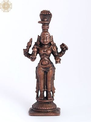 3" Goddess Mariamman Small Copper Statue (Mahalakshmi)