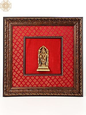 13" Wooden Framed Tirupati Balaji | Brass Statue | Wall Hanging