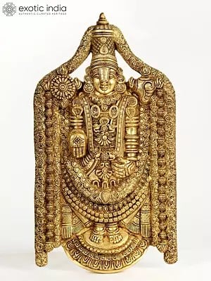 22" Tirupati Balaji (Venkateshvara) Wall Hanging Statue in Brass