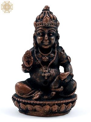 Small Seated Lord Kuber Copper Statue